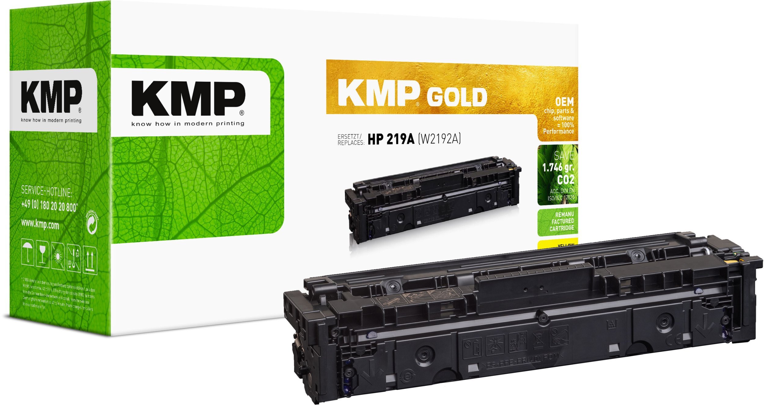 Toner KMP Gold Toner HP 219A W2192A yellow 1200 stron remanufactured 2571,6009