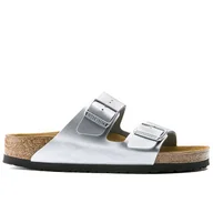 Klapki i japonki damskie - Klapki Birkenstock Arizona Birko-Flor 1012283- srebrne - miniaturka - grafika 1