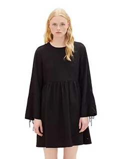 Sukienki - Dżinsowa mini sukienka damska ze sznurowaniem TOM TAILOR, 14482-głęboka czerń, M - grafika 1