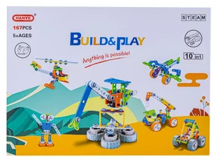 Klocki Konstrukcyjne, Elastyczne 167 El. Pojazdy Budowlane, Auto, Wyścigówka, Samolot, Robot Do Rozkręcania I Skręcania 10w1 - Klocki - miniaturka - grafika 1