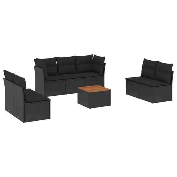 Zestaw mebli ogrodowych modułowych, czarny, rattan PE, wymiary: 62x62x69 c