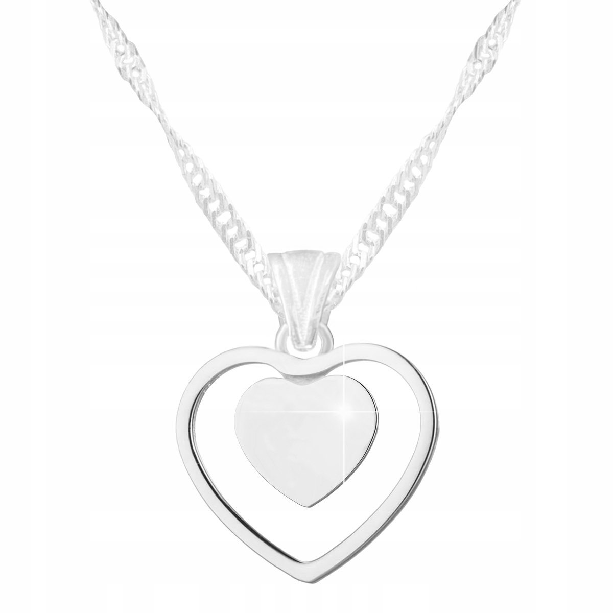 Naszyjnik Srebrny z Sercem Blaszka Miłość Serduszko Love SREBRO 925
