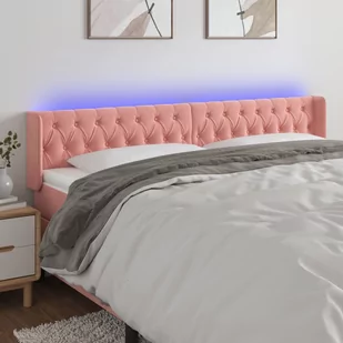 vidaXL Zagłówek do łóżka z LED, różowy, 183x16x78/88 cm, aksamit - Inne meble do sypialni - miniaturka - grafika 1