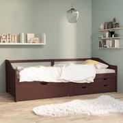 Łóżka - shumee shumee 3 osobowa sofa/łóżko z szufladami ciemnobrązowa 90 x 200 cm - miniaturka - grafika 1
