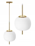 Lampy sufitowe - Lampa Wisząca Sufitowa Szklana Mleczna Biała Złota - miniaturka - grafika 1