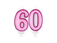 Urodziny dziecka - Świeczki cyferki różowe - 60 - sześćdziesiątka - 2 szt. - miniaturka - grafika 1