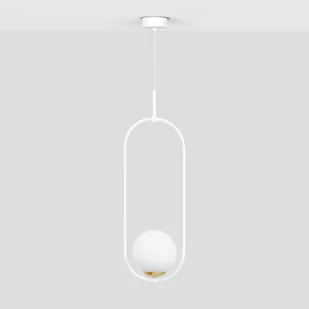 Biała lampa wisząca ze złotym, ozdobnym elementem K-5300 z serii ARLENA - Lampy sufitowe - miniaturka - grafika 2