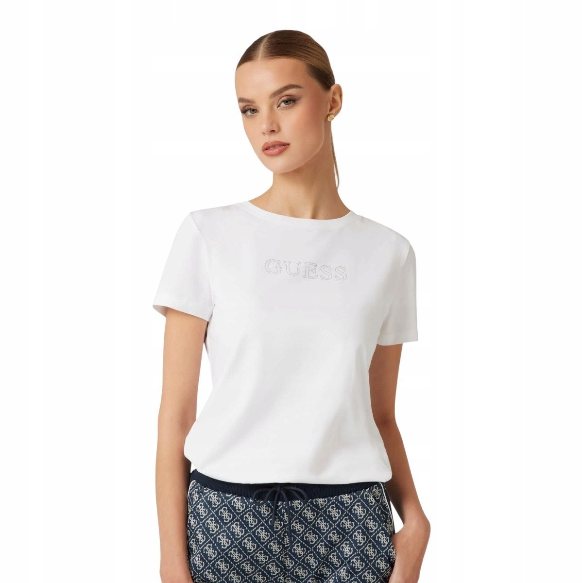 GUESS KOSZULKA DAMSKA T-SHIRT BRIANA SS BIAŁA r.M