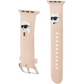 Akcesoria do smartwatchy - Pasek do APPLE WATCH 1 / 2 / 3 / 4 / 5 / 6 / SE / 7 / 8 (38 / 40 / 41 MM) Karl Lagerfeld Strap 3D Rubber Karl&Choupette Heads (KLAWMSLKCNP) różowe - miniaturka - grafika 1