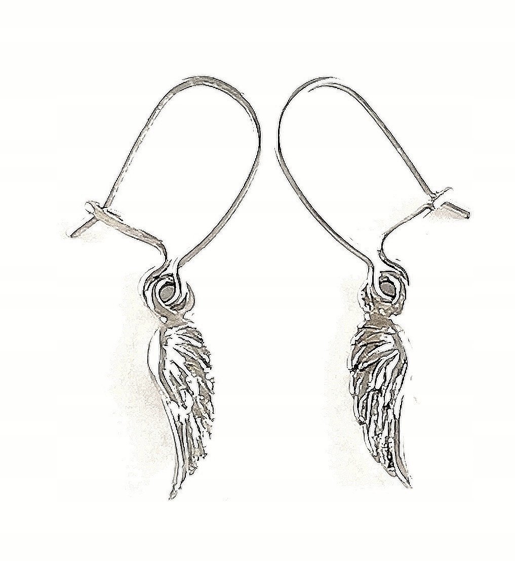 Kolczyki skrzydła anioła wiszące ze srebra 925