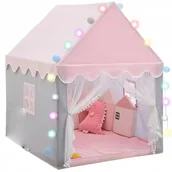 Namioty i tipi dla dzieci - Namiot Domek dla Dzieci Zamek Pałac do Pokoju Ogrodu Domu + Lampki LED Róż - miniaturka - grafika 1