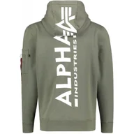 Bluzy męskie - Bluza z kapturem Alpha Industries Back Print 178318 142 - Ciemnooliwkowa XL - miniaturka - grafika 1