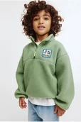 Swetry dla chłopców - H & M - Bluza z misia z suwakiem u góry - Zielony - H&M - miniaturka - grafika 1