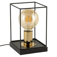 Lampy stojące - Loftowa lampka stołowa Vox 50372 Sigma druciak czarna złota - miniaturka - grafika 1