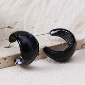 Kolczyki - Nowoczesne Czarne Kolczyki Akrylowe Modne Stylowe Stal Chirurgiczna - miniaturka - grafika 1