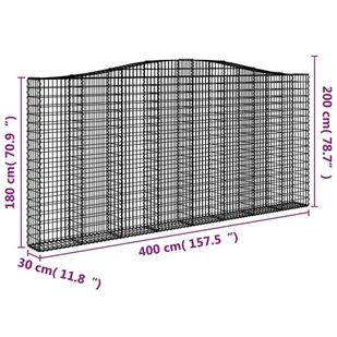 VIDAXL Kosze gabionowe, 3 szt, 400x30x180/200 cm, galwanizowane żelazo - Ogrodzenia - miniaturka - grafika 7