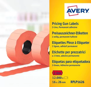 Avery Zweckform Etykiety cenowe w rolce do metkownicy dwurzędowej Zweckform; trwałe; 1200 etyk./rolka; 10 rolek/op.; 16 x 26 mm, czerwone - Etykiety samoprzylepne i bloki etykiet - miniaturka - grafika 1