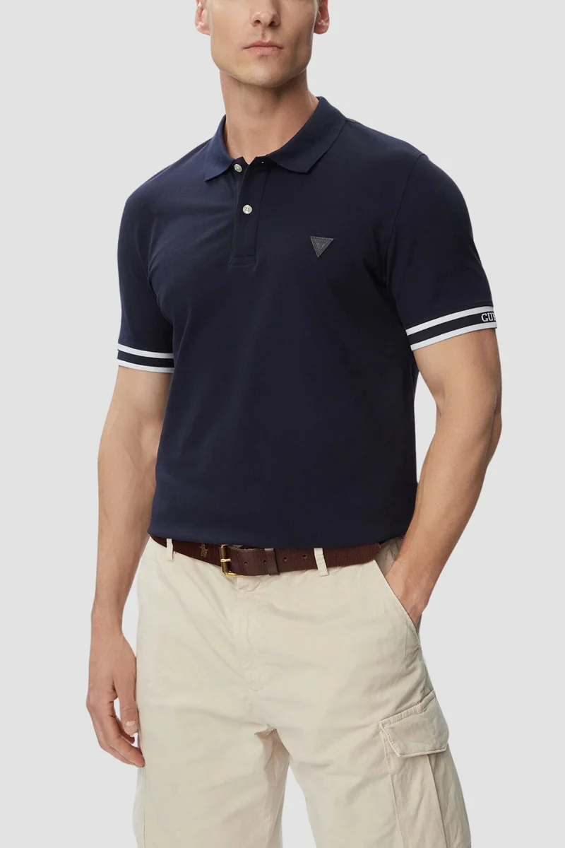 GUESS Granatowy męski t-shirt polo Lyle L