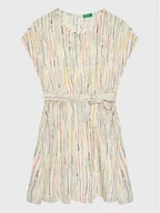 Sukienki i spódniczki dla dziewczynek - United Colors Of Benetton Sukienka letnia 4YRTCV017 Beżowy Regular Fit - miniaturka - grafika 1