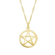 Naszyjniki - Naszyjnik srebrny pozłacany pentagram biały pentakl - miniaturka - grafika 1