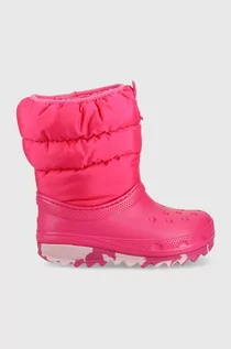 Buty dla chłopców - Crocs śniegowce dziecięce kolor różowy - grafika 1