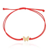 Bransoletki - Bransoletka czerwony sznurek motylek pr. 585 - miniaturka - grafika 1
