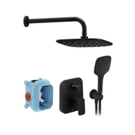 Zestawy prysznicowe - Ravak 10° - Zestaw prysznicowy z baterią podtynkową, z korpusem, 25x25 cm, 3 dysze, kolor czarny X07S013 - miniaturka - grafika 1