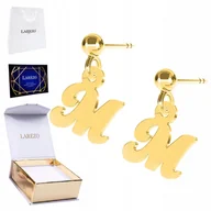 Kolczyki - Złote Kolczyki 925 z Literkami Litera na Sztyfcie Pozłacane 24K Literki M - miniaturka - grafika 1