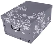 Pudła i pojemniki do przechowywania - MISS SPACE Pudełko kartonowe MAXI BAROKOWE KWIATY-SZARE - miniaturka - grafika 1