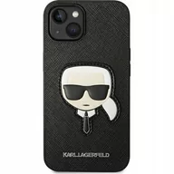 Etui i futerały do telefonów - Etui KARL LAGERFELD Saffiano Karl s Head Patch do Apple iPhone 14 Czarny - miniaturka - grafika 1