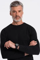 Koszulki męskie - Ombre Longsleeve męski BASIC z okrągłym dekoltem - czarny V1 OM-LSBL-0106 L - miniaturka - grafika 1