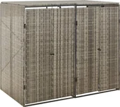 Pozostałe meble ogrodowe - vidaXL Osłona na 2 kosze na śmieci, szara, 140x80x117 cm, polirattan - miniaturka - grafika 1