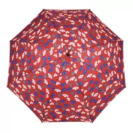 Parasole - Parasol damski długi Blue Drop w polne kwiaty, czerwony - miniaturka - grafika 1