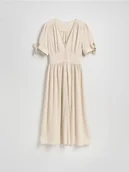 Sukienki - Reserved - Sukienka maxi z dodatkiem lnu - beżowy - miniaturka - grafika 1