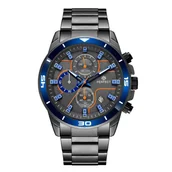 Zegarki męskie - Grafitowy elegancki zegarek męski bransoleta duży solidny Perfect CH02M - miniaturka - grafika 1