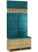 Meble do przedpokoju - Garderoba z welurowymi panelami ściennymi dąb craft + butelkowa zieleń H3-H08 - miniaturka - grafika 1