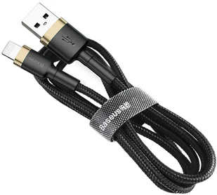 KABEL USB-A -> Lightning / iPhone Baseus Cafule CALKLF-BV1 100cm Apple 2.4A CZARNO-ZŁOTY W OPLOCIE - Ładowarki do telefonów - miniaturka - grafika 6