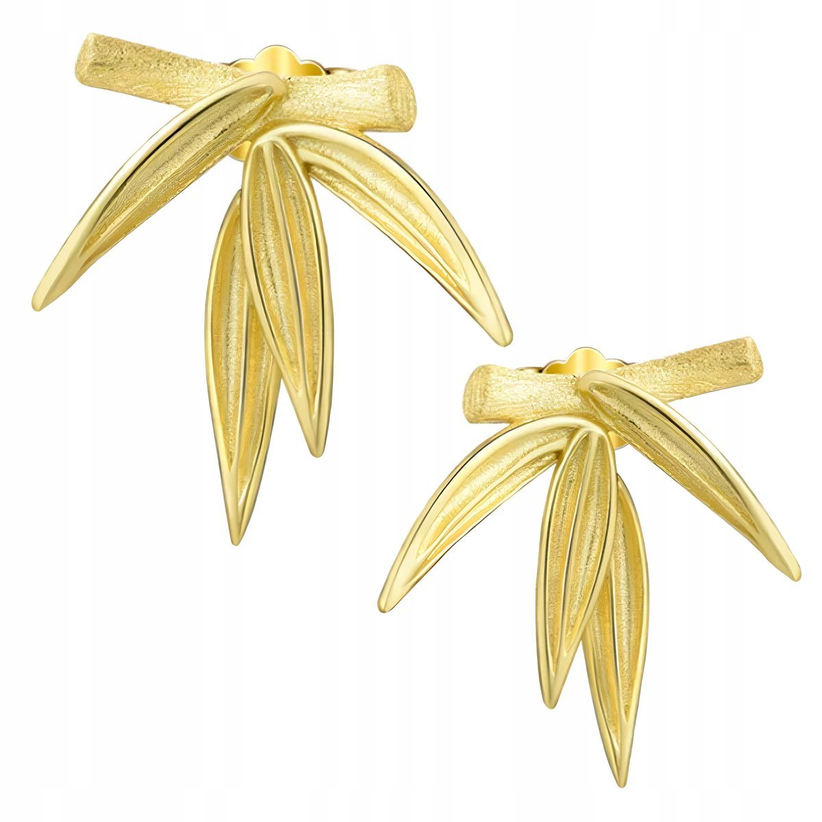 Kolczyki Złote Kolczyki Liście Bambusa Pozłacane Srebro 925 Kolczyki Trusky