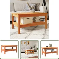 Ławy i stoliki kawowe - The Living Store stolik kawowy wosk brązowy 80x50x40 cm lite drewno sosnowe - miniaturka - grafika 1