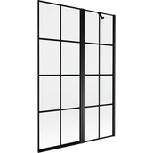 Parawany nawannowe - Mexen Mist parawan nawannowy 2-skrzydłowy prawy 120 x 150 cm, czarna kratka, czarny - 8A9-120-011-70-77-P - miniaturka - grafika 1