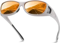 Okulary przeciwsłoneczne - DUCO Okulary przeciwsłoneczne z polaryzacją Ochrona UV400 Okulary przeciwsłoneczne z białą ramką i czerwonymi soczewkami - miniaturka - grafika 1