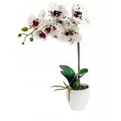 Sztuczne kwiaty - Storczyk sztuczny w doniczce 42 cm biały - miniaturka - grafika 1