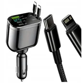 Ładowarki samochodowe - Oryginalna Ładowarka samochodowa M4 5in1 120W Super Charger Apple/TYP-C - miniaturka - grafika 1