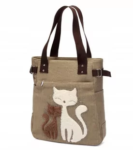 TORBA DAMSKA NA RAMIĘ DUŻA NA ZAMEK Z KOTKAMI - Torby sportowe - miniaturka - grafika 1