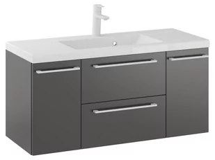 Szafka Wisząca Z Umywalką RON 100 cm D - Titan Mat - Uchwyty Białe Matowe - Szafki łazienkowe - miniaturka - grafika 1