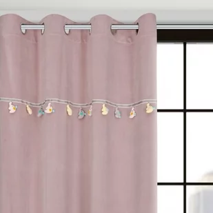 Zasłona dziecięca CAR  z taśmą dekoracyjną z wiszącymi trójwymiarowymi księżycami 140 X 250 cm - Firany i zasłony dla dzieci - miniaturka - grafika 1