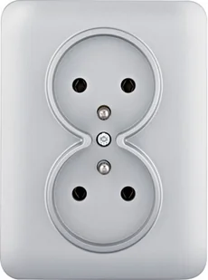 Hager Gniazdo z/u podwójne monoblok LUMINA - srebrny mat - Gniazdka elektryczne - miniaturka - grafika 1