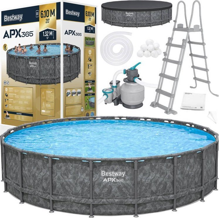 Bestway APX365 Basen stelażowy 610x 132cm CAŁOROCZNY pompa drabinka 561KE EDUKAMP