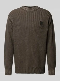 Sweter z dzianiny z naszywką z logo model ‘Lester’ - Swetry męskie - miniaturka - grafika 1