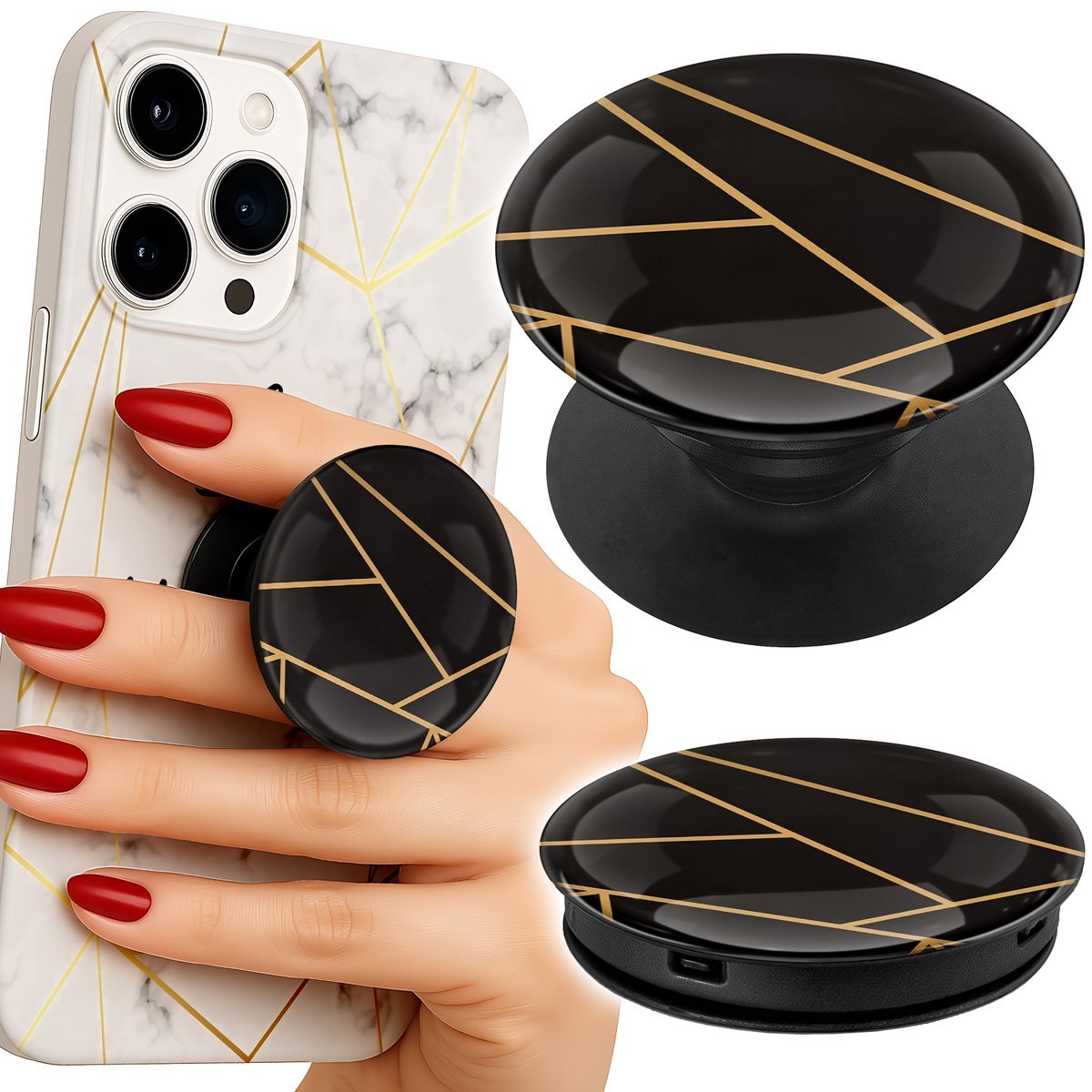 Uchwyt do telefonu Popsocket na palce / stojak - ELEGANCKIE MODNE WZORY